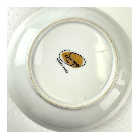 4 Sango Sierra Pines Salad/Soup Bowls 7.5 In Vintage Japan Set Platinum Rim - Picture 4 of 6